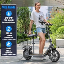 Caroma Z2 Peak 819W Foldable Electric Scooter with Seat & Basket Commuter Ebike