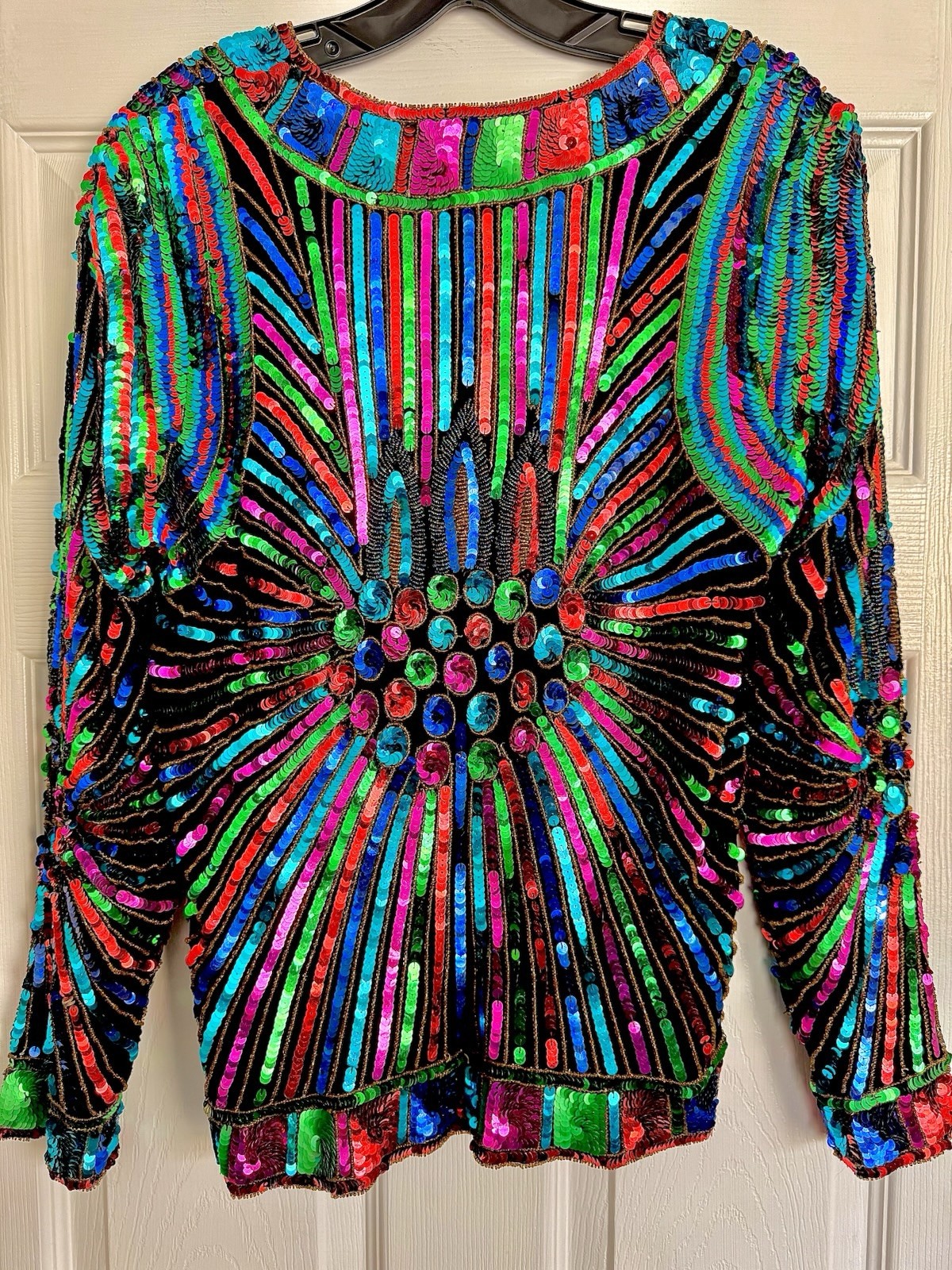 Vtg RINA Z Multi Patchwork Beaded Sequin Silk For… - image 4