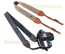  2 Pcs Vintage Brown Black Weave Camera Shoulder Neck Strap Canon Nikon Sony