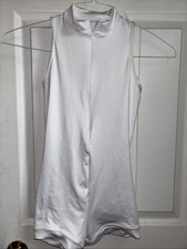Natalie White Front Zip Open Back Leotard Adult Sm Check Photos For Measurements