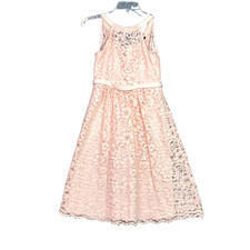 David's Bridal Dress Girls 16 Pink Floral Lace Nylon Halter Neck Cocktail Party