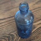 Blue Glass Bottle 4 oz with Screw Top, Embossed Bottom “M” Over “4” — photo 3