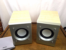 Hitachi bookshelf speakers pair 30w 8 ohm stereo hi-fi wood silver tested