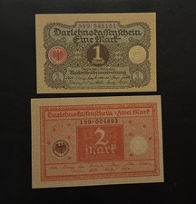 1 and 2 German Mark 1920 UNC