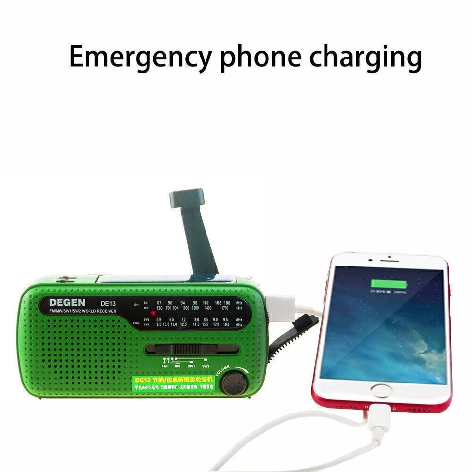 DEGEN DE13 Notfall-Solarradio FM/AM/SW Handkurbel-Dynamo-Empfänger für Camping - Bild 4 von 4