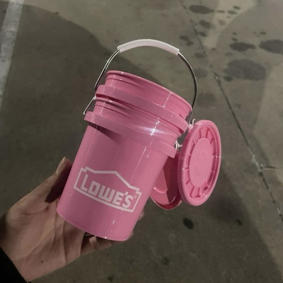 #ad ✅LOT OF 5✅ Pink Mini Lowe#x27;s Bucket w Lid ✅VIRAL FAST SHIP✅ $24.49