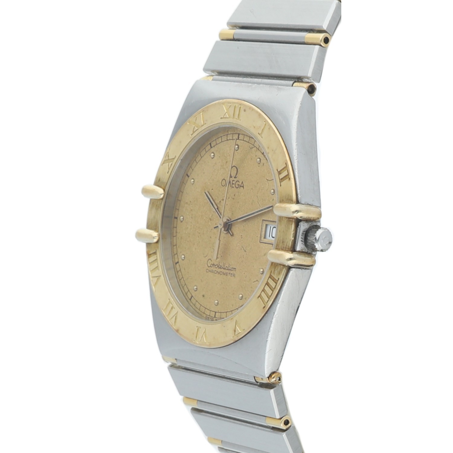 Omega Constellation 18k Gold/Steel 33 mm Gold Dial Swiss Quartz Wrist Watch image 2