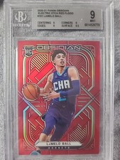 2020-21 Panini Obsidian LaMelo Ball #151 Electric Etch Red Flood (RC) Beckett 9