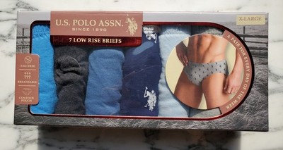 New XL (40-42'') U.S. Polo Assn. Mens Cotton Stretch Low Rise Briefs 7-pack