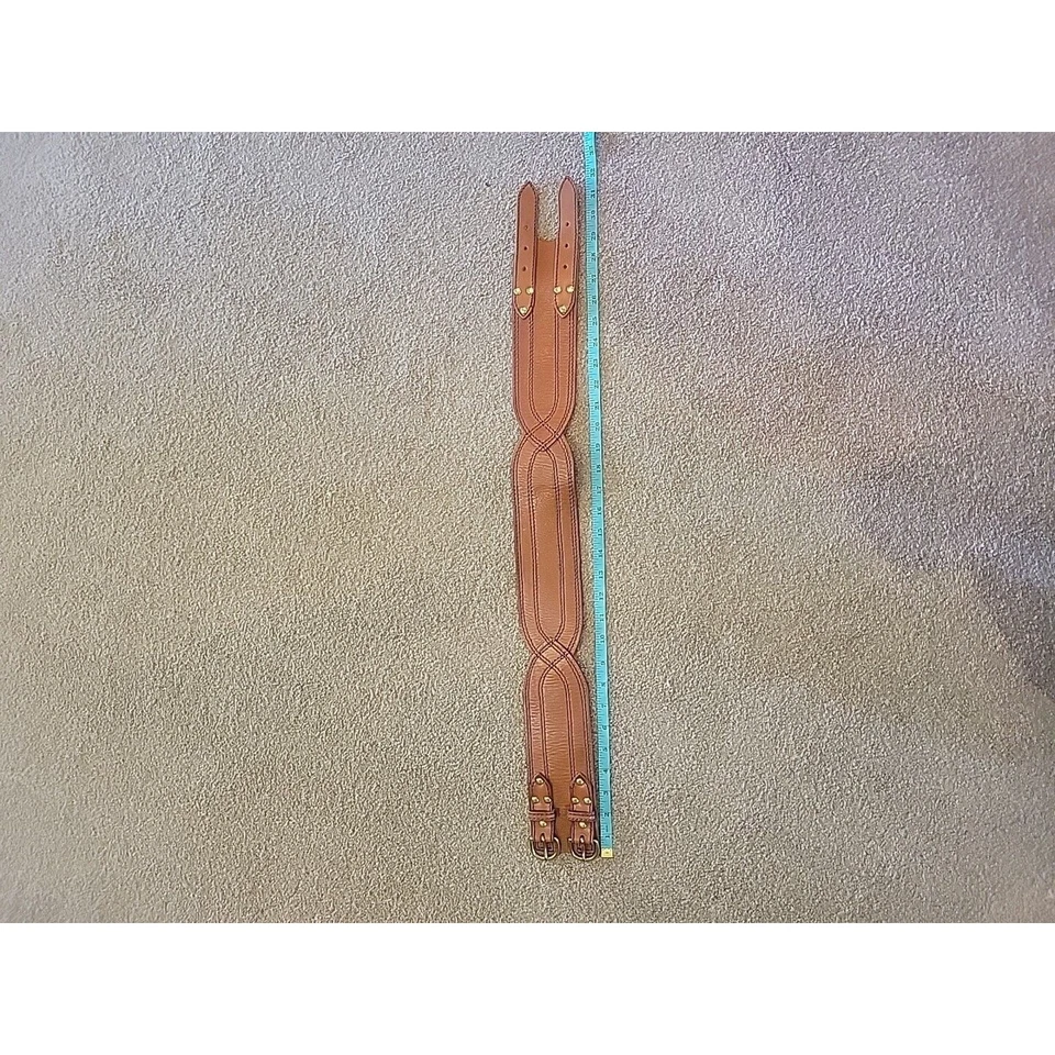 Cinturón Linea Pelle Cuero Marrón Hecho a Mano Pequeño Latón Foto 2 de 4