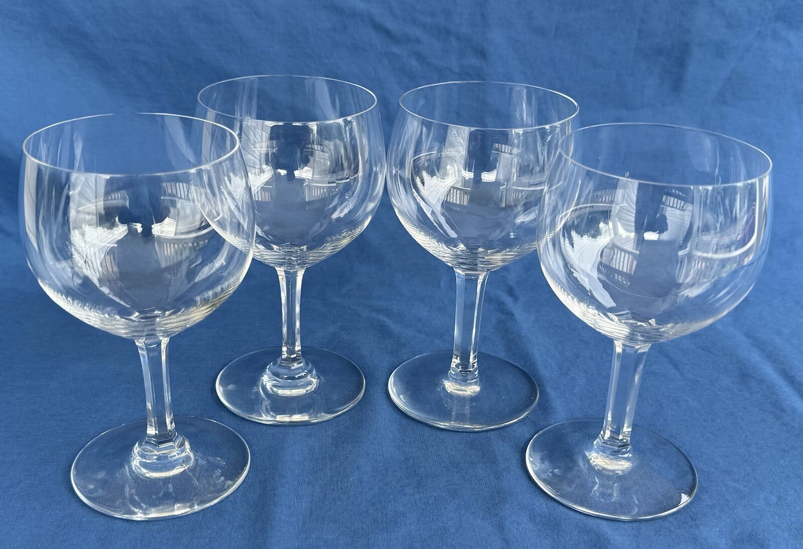Set of 4 Baccarat Crystal 4 3/4" Sherry or Port Wine Glasses 6-Sided Cut Stem