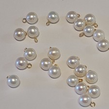 TWO AA Quality 6 MM Full ROUND Akoya Pearl 14kt Gold Drops Marked 585 For 14kt