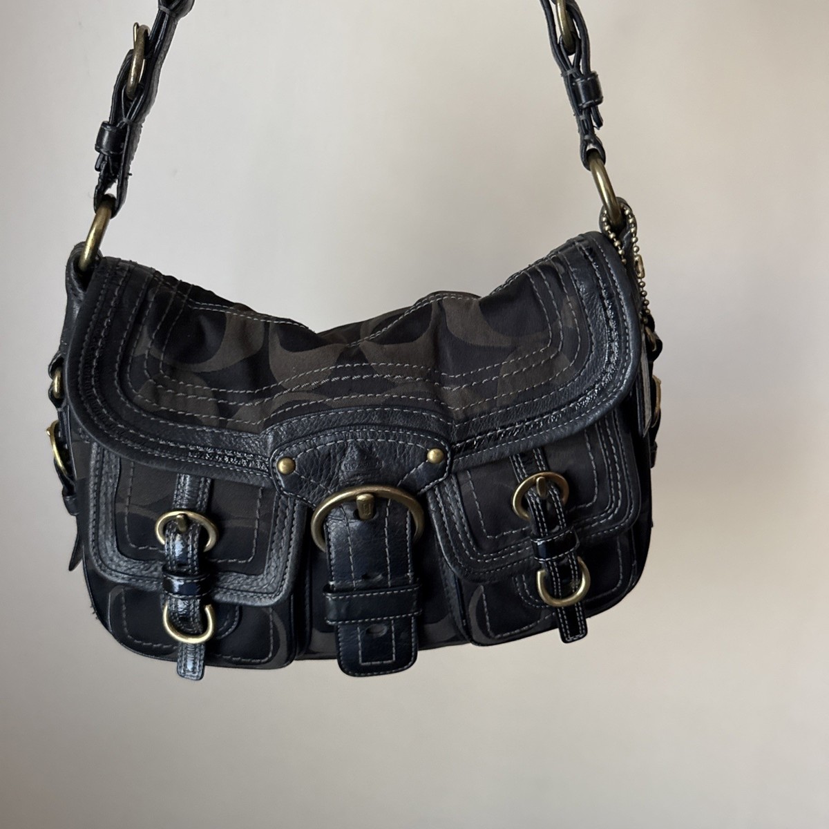 Coach Legacy Hobo Signature Black Garcia Satchel Shoulder Bag Y2K