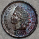 AU-UNC 1902 Indian Head Cent, Highly Lustrous w/ Light Toning.