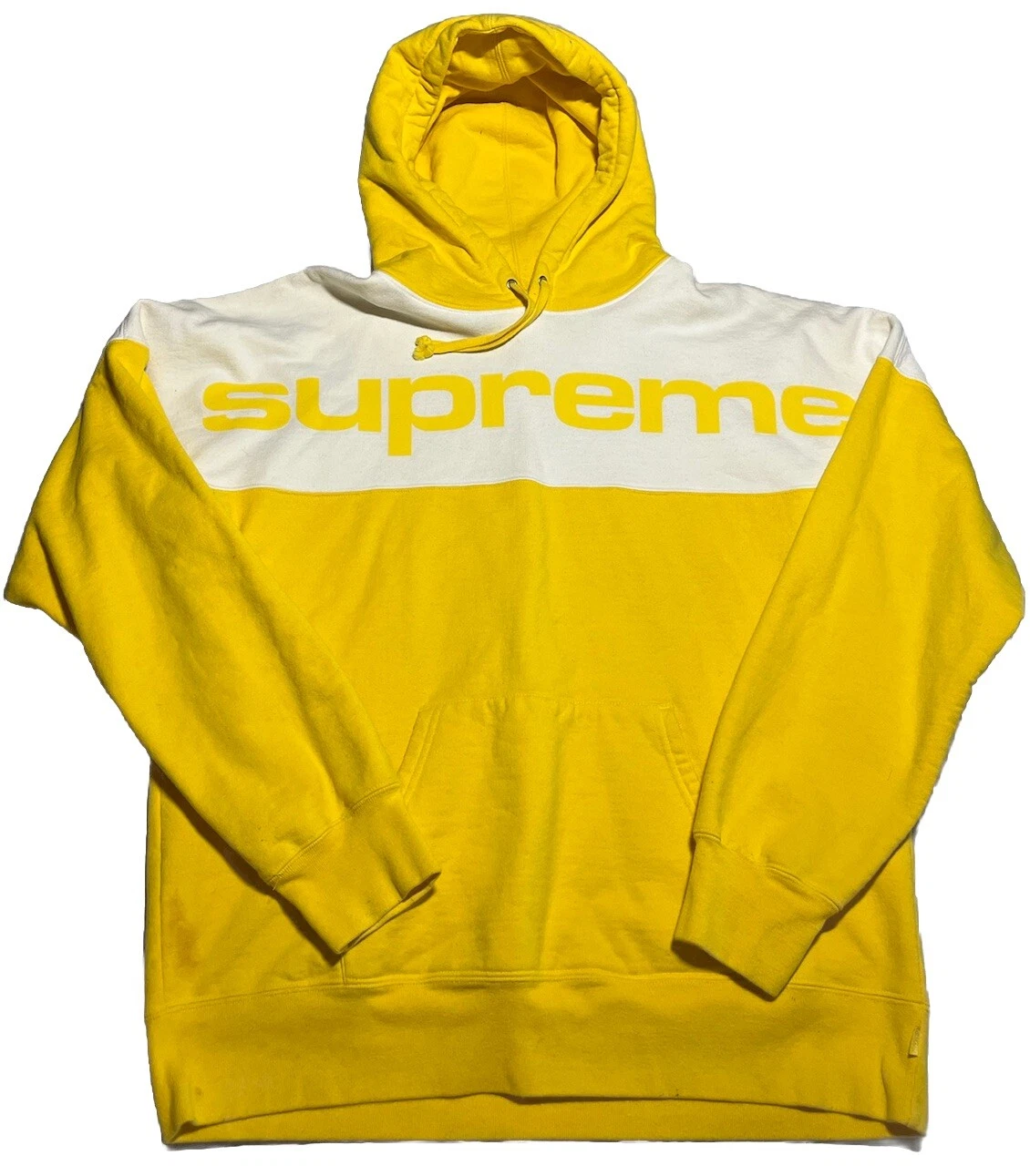 Sweat shirt à capuche couleur Supreme FW17 taille XL jaune GM2