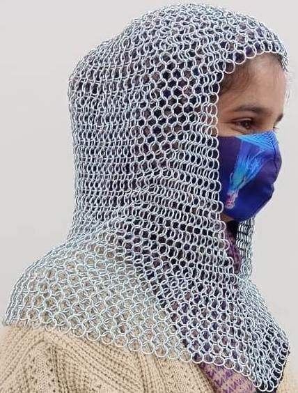 Cappuccio In Maglia Di Ferro Medioevale Coif A V - Per Rievocazione Storica, LARP E Cosplay