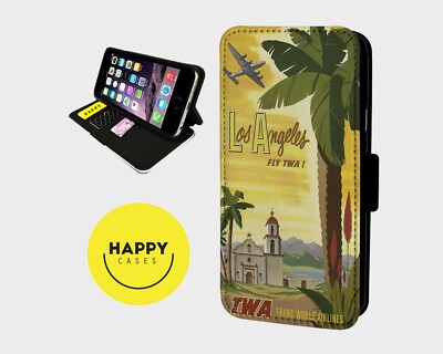 VINTAGE LA USA POSTER - Kunstleder Klapp Handy Hülle Cover - iPhone/Samsung