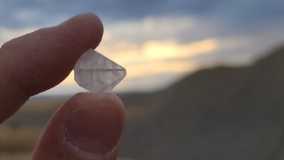 Small, Cloudy/Clear, Twin, Terminated Barite Crystal from Colorado