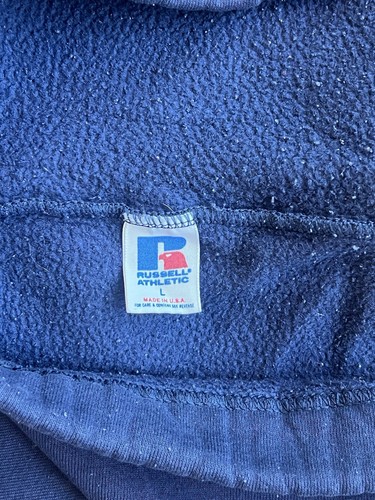 RUSSEL Vtg 80s Large Navy Blue Drawstring Elastic Waste Sweatpants Mens - Picture 9 of 9