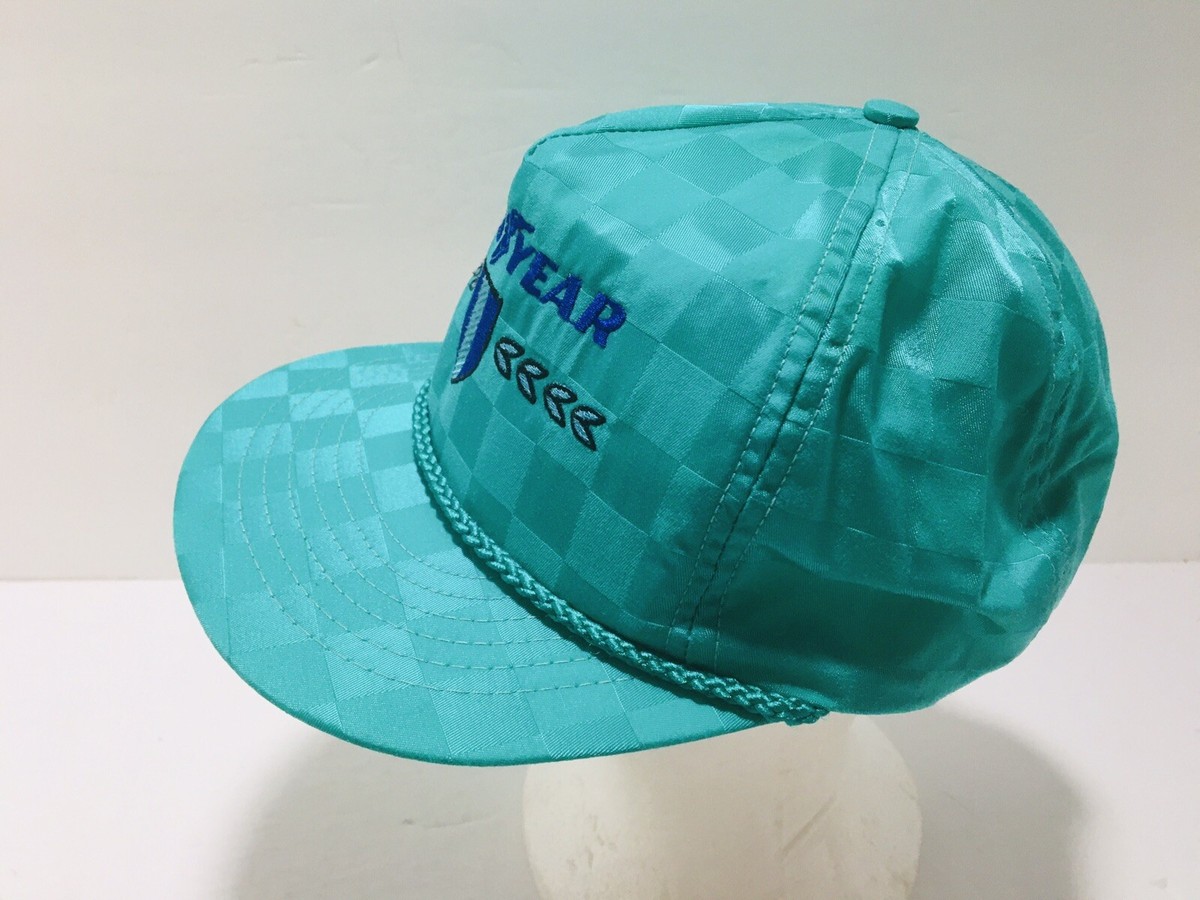 Vtg 80s Goodyear Swingster USA Embroidered Shiny Checker