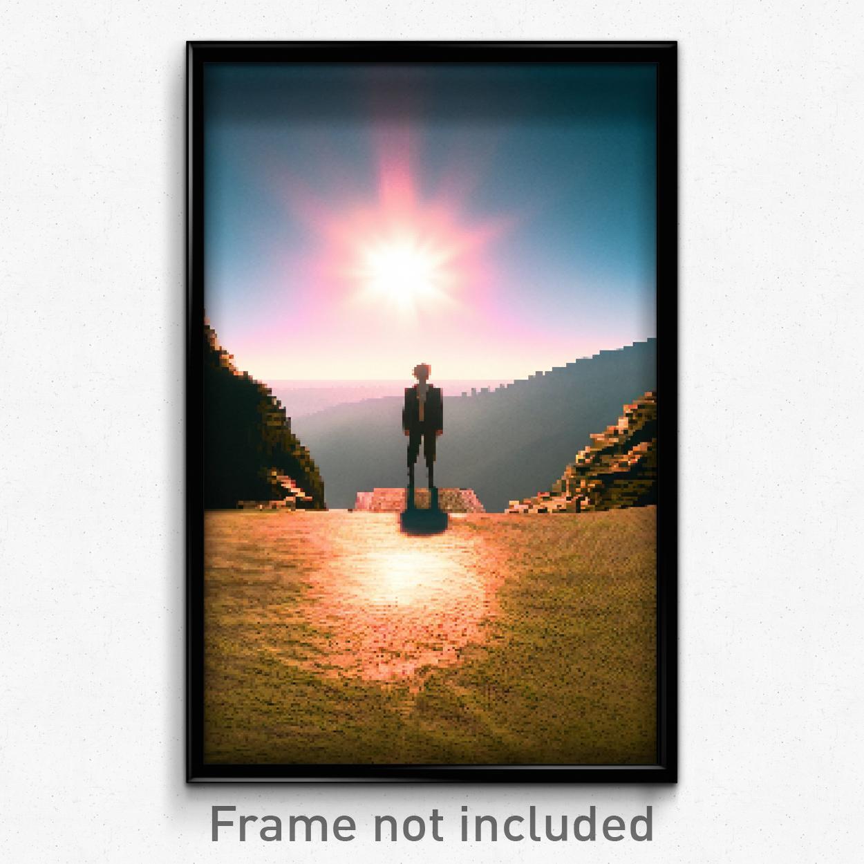 8-Bit Psychedelic Pixel Art Poster - Shady Summit Video Game Print