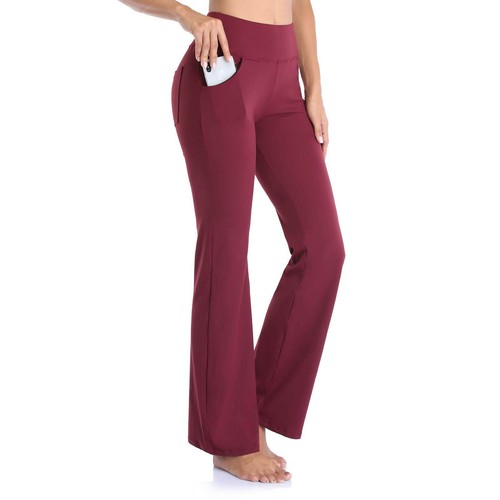Women's Yoga Pants High Waist Flare Leggings Wide Straight Leg Sports Trousers - Picture 34 of 36