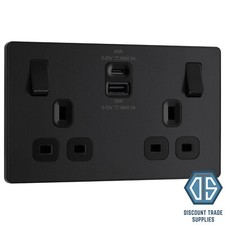 BG Evolve Matt Black Screwless Switches & Sockets Black Inserts Full Range