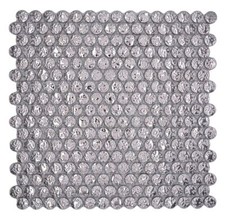 Keramik Mosaikfliese Knopf Loop Penny Rund Uni Silber Gehämmert