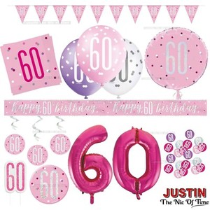 Pink 60th Birthday Party Decorations Supplies Girls Ladies