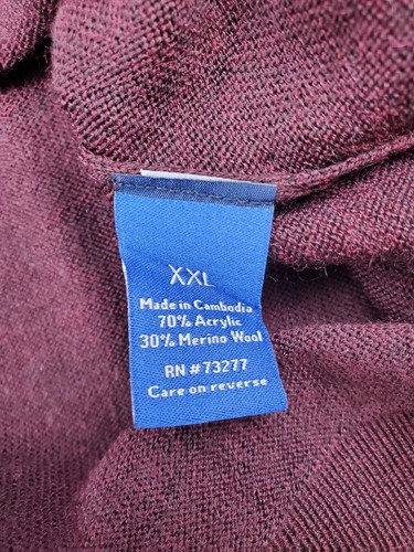 Apt. 9 Merino V neck Sweater Maroon Size XXL - Picture 4 of 5