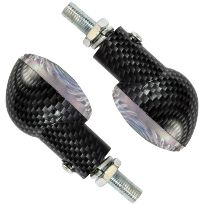Mini Cat Eye Iridium Linse Motorrad Motorrad Blinker - Carbon Effekt (Paar)
