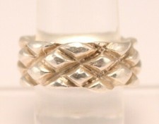 Sterling Silver Diamond Pattern Band Ring Size 7, 13 grams
