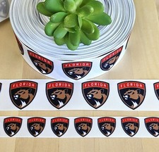 7/8  1.5 1 YD Florida Panthers Hockey Grosgrain Ribbon Cheer Bow Ribbon