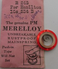 Hamilton 16s size 534 D Pocket Watch Mainspring x1 white alloy M 248