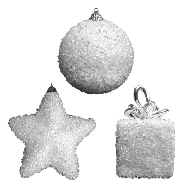 Theme Machine Set 3 WeißE Glitzer Weihnachtsdeko Stern Kugel Und Geschenk-image