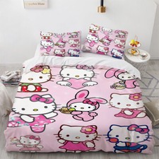 New Polyester Quilt Cover Bed Sets 3D Hello Kitty Bedding Cover Suit BH