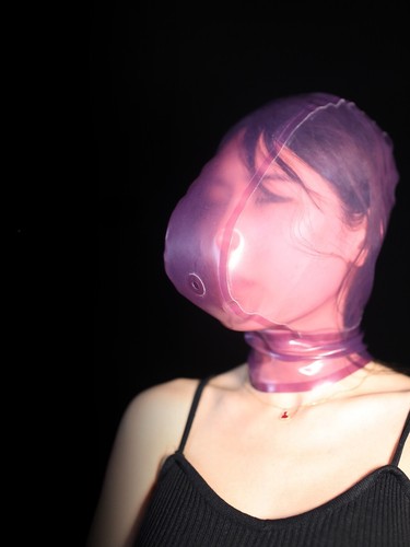 Transparent Latex Hood w/ Breath Sheath Rubber Mask for Play Suffocation Fetish - Picture 6 of 18