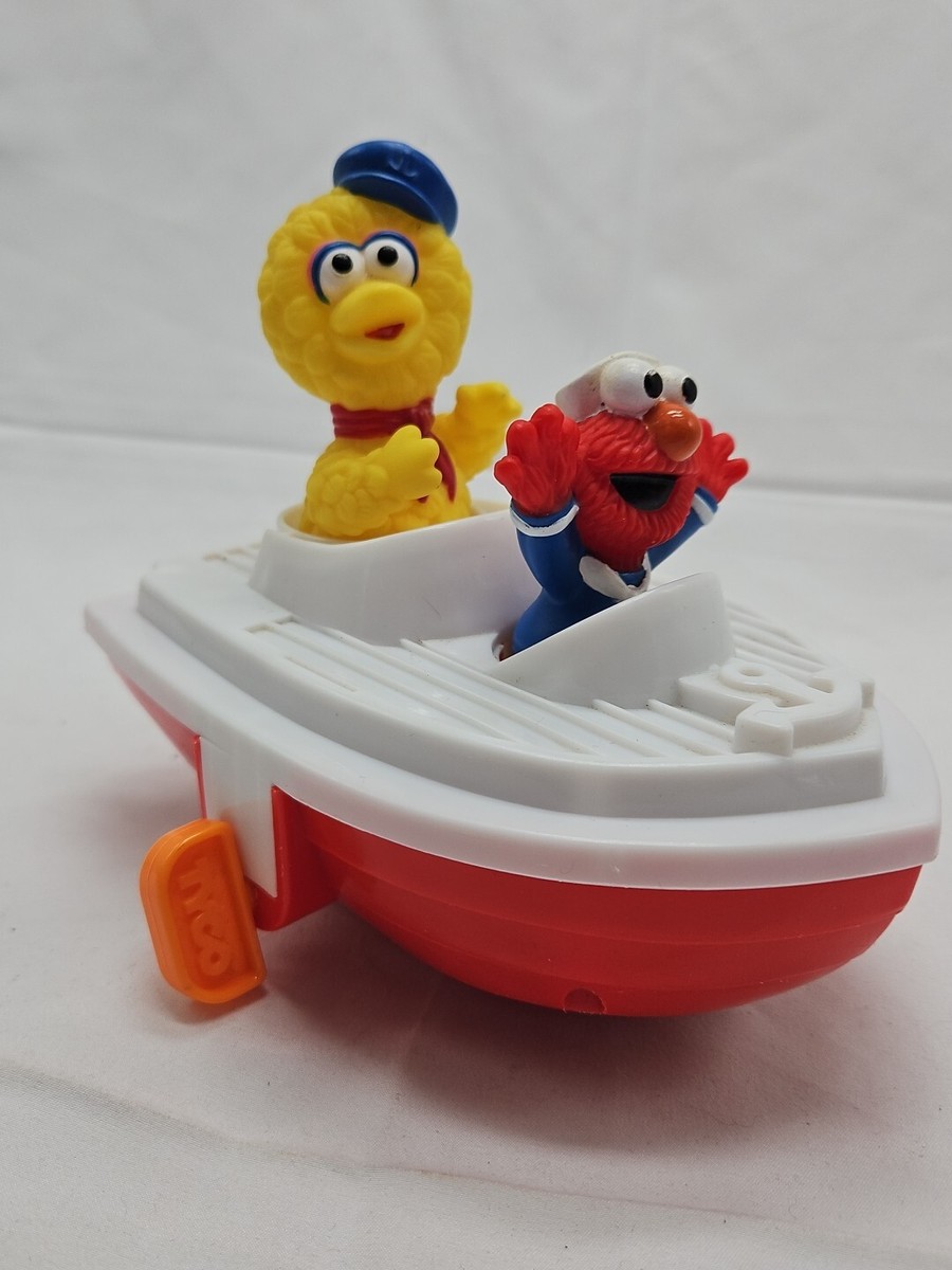 Vintage Sesame Street BIG BIRD & ELMO Wind Up Boat Tyco 1995 Jim
