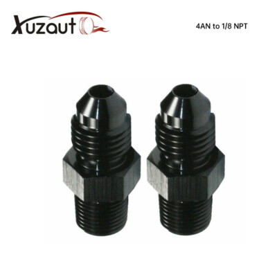 2Pcs Black 4AN to 1/8 NPT Adapter Straight Hose Thread to 4 AN Flare Fitting