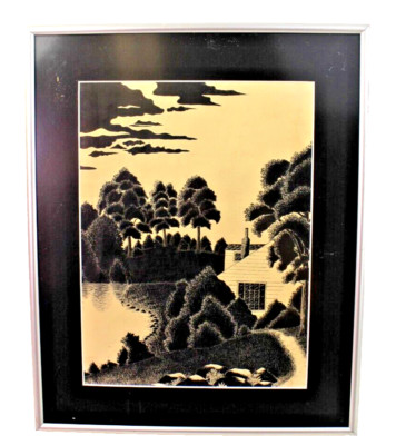 Path Home Detailed Ink & Pen Sketch Of A Lake Cottage Artist Jessie June Skinner