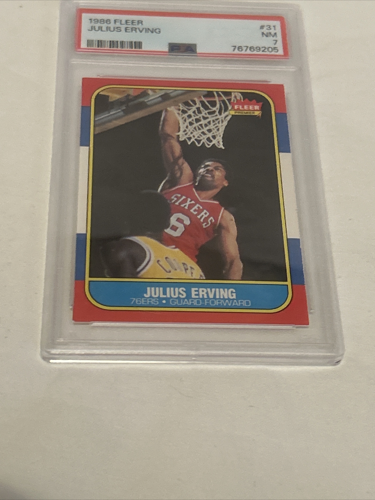 1986 FLEER JULIUS ERVING 76ERS HOF PSA 7 Mint Condition RARE Sharp Excellent