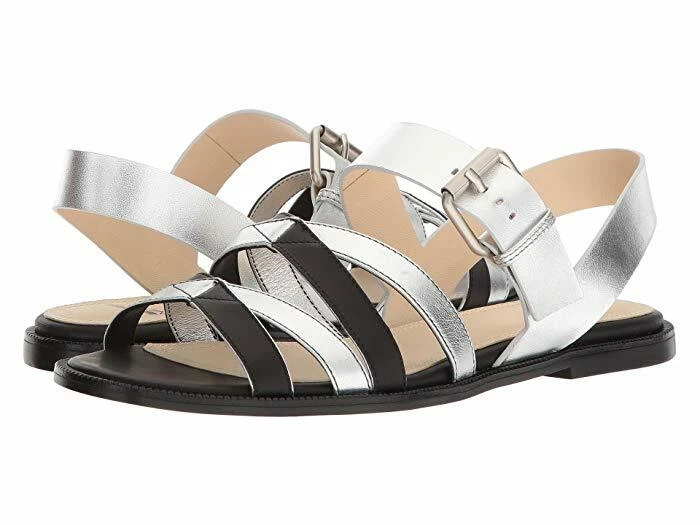 Jil Sander Navy JN30001 black silver multi strand Sandals US 7 EU