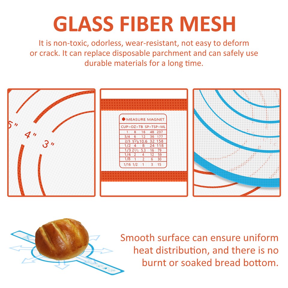 2Pcs Silicone Baking Mat for Dutch Oven Nonstick Bread Mat with Long