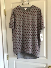 NWT Lularoe Irma Tee * Minnie Mouse * GRAY Disney RED bows POLKA DOTS XXS