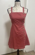 Lulus Dress Womens Small Coral Linen Blend Louetta Button Down Mini