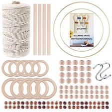 119 Pcs Macrame Kits with 3mmx109Yards Natural Cotton Macrame Cord for Plant