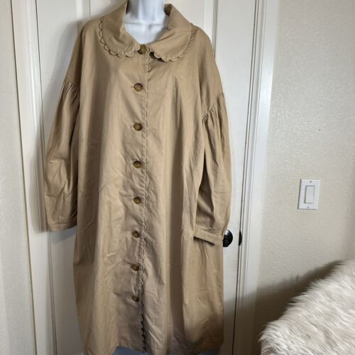 Kika Vargas Target Women's Sz 3X Scallop Edge Trench Coat Tan Button Front NWT - Picture 3 of 14
