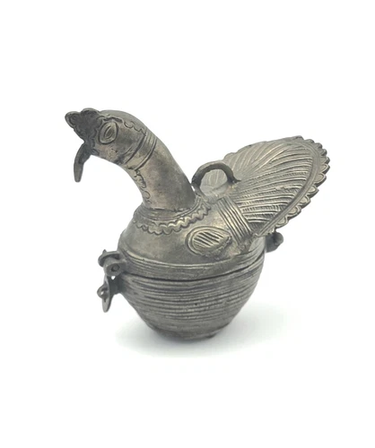 Antique " HAND CAST " Patinated Bronze Peacock Dohkra Betel Box Islamic