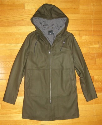 Parka En Cuir Vince - Couleur Vert Bois De Brosse - Taille Petite (S) - Neuf Avec étiquettes - Look Luxe Décontracté