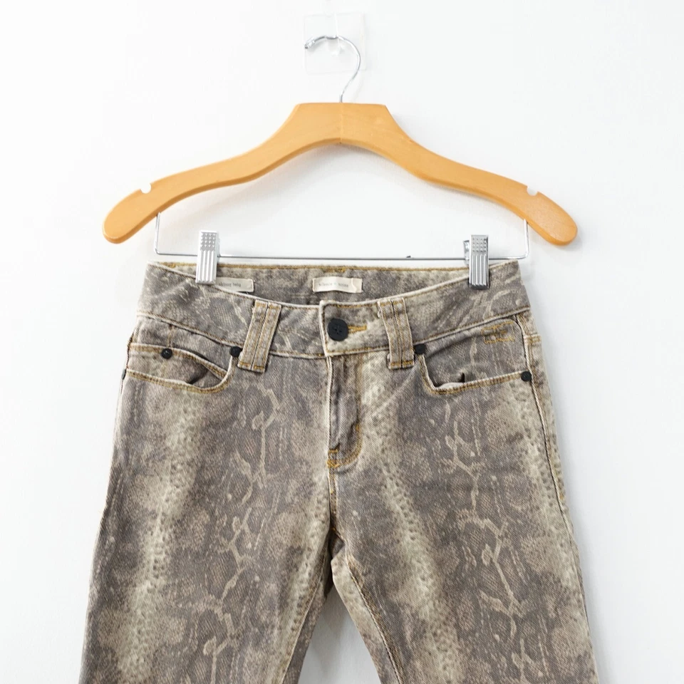 Snakeskin Jeans Womens 25 Brown Denim Skinny Twig Low Rise Python Slim Stretch - Image 2 of 4